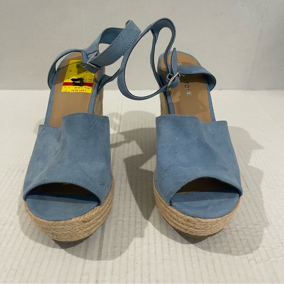 Women’s Sun + Stone Blue Fey Buckle Block Heel Platform Sandals Size 10 US! - Picture 2 of 8